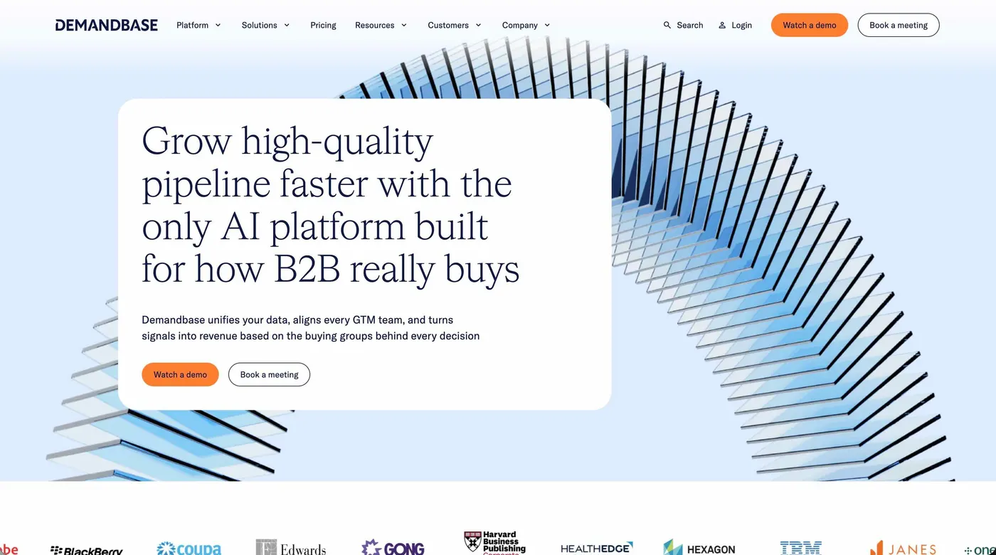A screenshot of the landing page for Demandbase